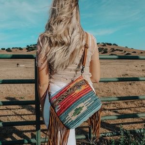 Genuine Leather and Rug Fringe Crossbody